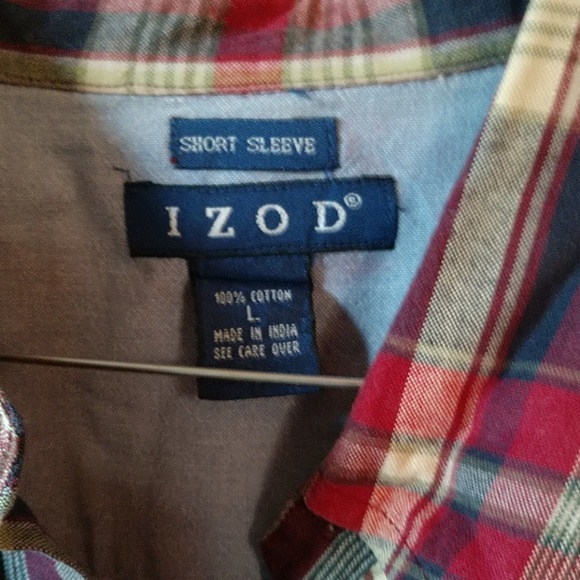Izod Other - 💥.💥 Izod Short Sleeve Plaid Shirt  Sz L